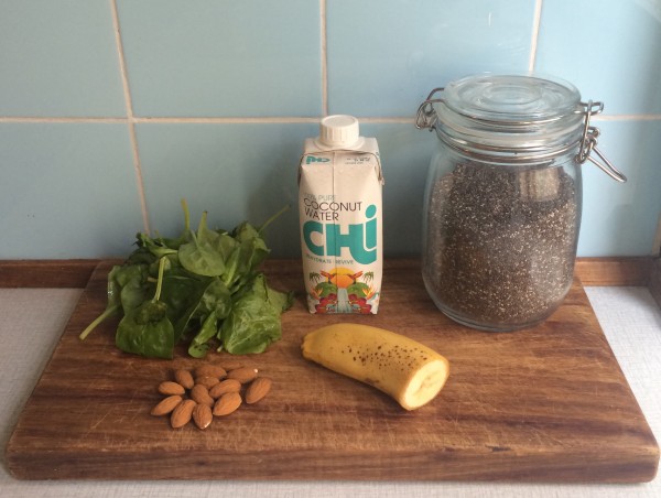Chia seeds spinach coconut water
